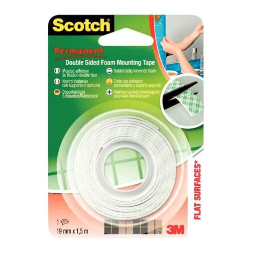 Scotch - Rouleau mousse double face -  1,5m x 19mm