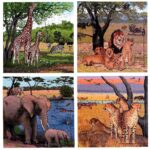 Image Puzzle en bois "La savane" - Lot de 4