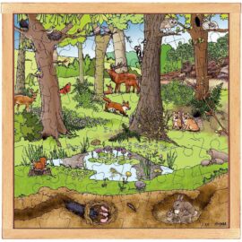 Image Puzzle d'observation de  64 pièces "La forêt au printemps / été"