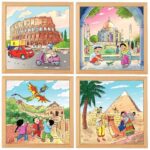 Puzzle de  81 pièces « Merveilles du monde » – Lot de 4 Puzzle de  81 pièces « Merveilles du monde » – Lot de 4