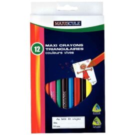 Image Crayons de couleur triangulaires pointe large assortis - Pochette de 12
