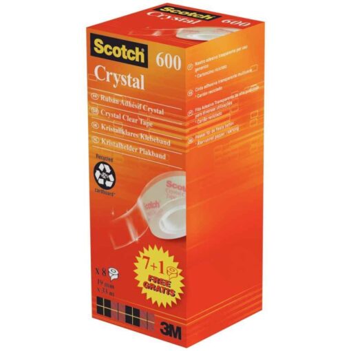 Scotch - Rouleau adhésif Crystal - 19mm x 33m - Pack de 8