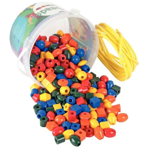 Perles en plastique - 7 formes et 5 couleurs - Seau de 245