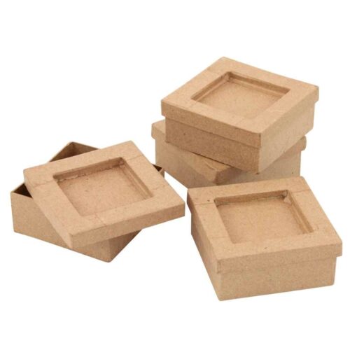 Boites en carton à décorer de forme carrée, 10x10 cm - Lot de 4