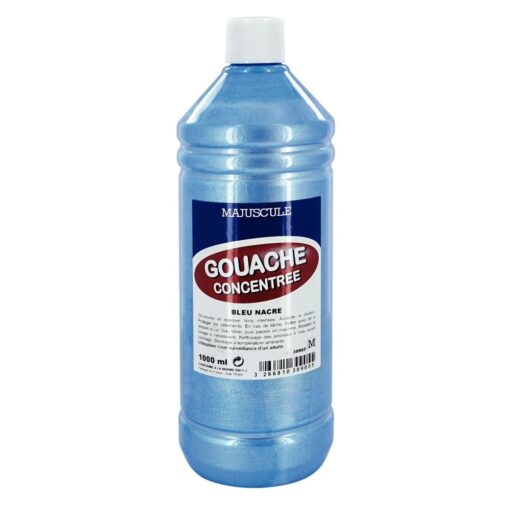 Gouache liquide supérieure opaque prête à l'emploi Bleu Nacré - Flacon de 1 litre