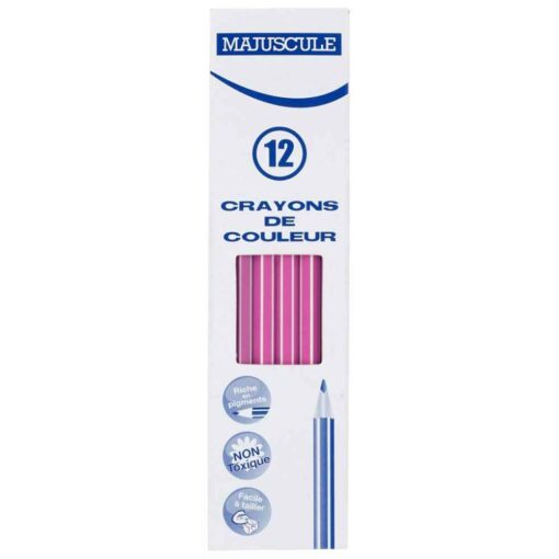 Crayon de couleur MAJUSCULE rose - Boite de 12