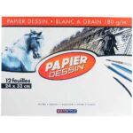 Papier dessin 180g 24×32 blanc – Pochette de 12 feuilles Papier dessin 180g 24×32 blanc – Pochette de 12 feuilles