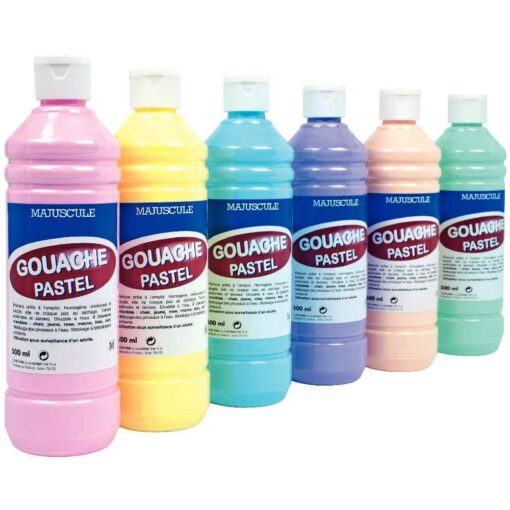 Gouache liquide pastel - Carton 6 flacon 500ml