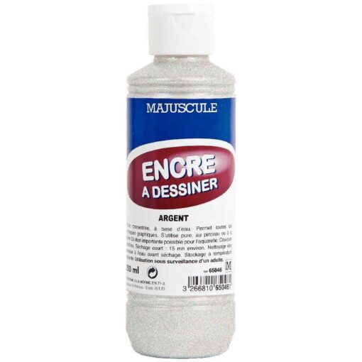 Encre à dessiner - Argent - Flacon de 250ml