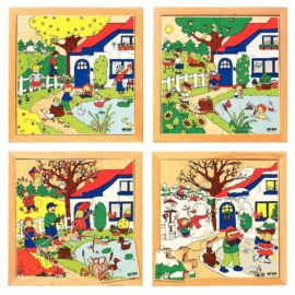 Image Puzzles à cadre en bois de 16 pièces "Les 4 saisons"