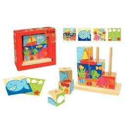 Image Abaque en bois de 9 cubes puzzle "La mer"