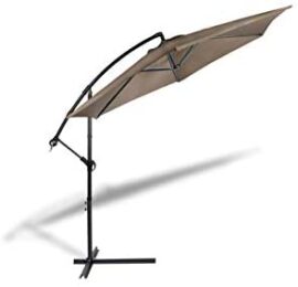 909 OUTDOOR Parasol déporté inclinable Taupe, Parasol Jardin décentralisé, Parasol Suspendu en Polyester et Structure métallique, Hauteur 2.5 m, Diamètre 3 m