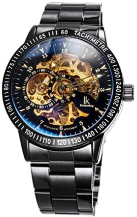 Alienwork IK Montre Automatique Homme Femme Squelette Fond de Verre