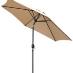 Angel Living Parasol de Jardin en Aluminium de 270cm, avec Mécanisme et Inclinaison, Parasol avec Mât de 38mm pour Plage Patio Jardin (270cm Beige)