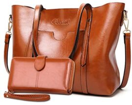 BestoU Sac a Main Femmes PU Cuir Sac à Bandoulière D’épaule Fourre-Tout Portefeuille Sac 2pcs (Marron) BestoU Sac a Main Femmes PU Cuir Sac à Bandoulière D’épaule Fourre-Tout Portefeuille Sac 2pcs (Marron)