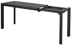 Chicreat - Table à rallonge en aluminium, 127 à 165 x 57 x 71,5 cm, Noir