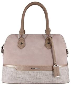 David Jones - Sac à Main Femme Bugatti - Cabas Fourre-Tout Bandes Cuir PU Multicolore Porté Epaule Bandoulière - Tote Shopper Elégant - Satchel Dame Mode Ville Chic Tendance Original - Rose Nude