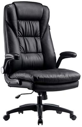 Hbada Chaise de Bureau en Similicuir, Fauteuil de Bureau Ergonomique, Siège Exécutif Inclinable, avec Accoudoirs Pliables, Dossier Haut et Appui tête, Noir Hbada Chaise de Bureau en Similicuir, Fauteuil de Bureau Ergonomique, Siège Exécutif Inclinable, avec Accoudoirs Pliables, Dossier Haut et Appui tête, Noir