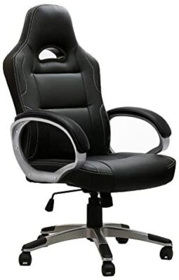 IntimaTe WM Heart Racing Chaise de Gamer Professionnel Siège de Bureau Fauteuil de Gaming Ergonomique Dossier Haut Inclinable en Similicuir pour PC Joueur (Noir)