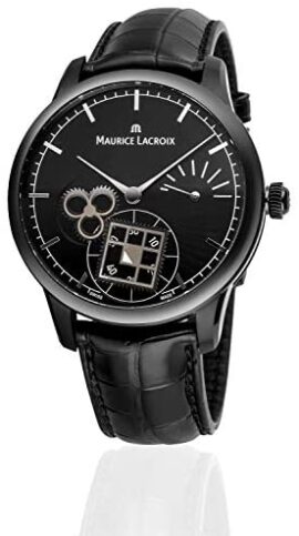 Maurice Lacroix Masterpiece Square Wheel Limited Edition MP7158-PVB01-302-1 Montre analogique à remontage manuel avec bracelet en cuir croco noir