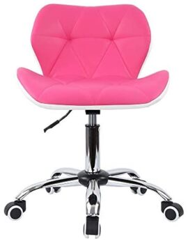 Mutiwill Chaise de Bureau Pivotante - Siege de Bureau pour Ordinateur à roulettes - Hauteur Réglable avec Dossier Cuir Synthétique - Rose Rouge