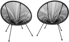 TecTake 800729 2 Fauteuils Acapulco de Jardin de Salon Design rétro, pour Un Usage en intérieur et extérieur - Plusieurs Couleurs - (Noir | no. 403302)