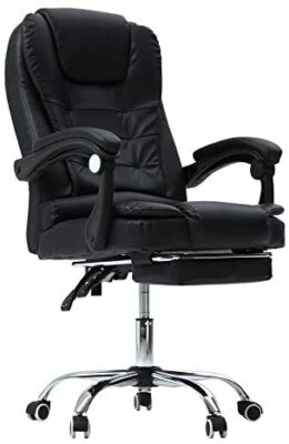 Z ZELUS Fauteuil de Bureau avec Hauteur Réglable, Chaise de Bureau de Massage pour Ordinateur Table avec Repose-Pieds, USB Charge Fauteil Ergonomique en PU (avec Repose-Pieds)