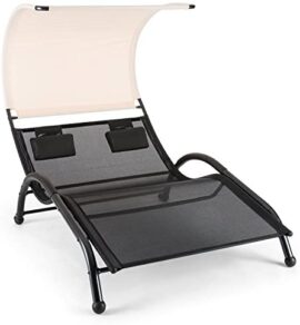 blumfeldt Dandyland - chaises Longues de Jardin pour Deux avec auvent (130x200 cm, Acier Solide, oreillers Inclus) - Noir/crème