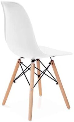 CAMBIA TUS MUEBLES – Lot de 4 chaises Salle à Manger Salon Nordique, Blanc avec Pieds en Bois, Style Nordique CAMBIA TUS MUEBLES – Lot de 4 chaises Salle à Manger Salon Nordique, Blanc avec Pieds en Bois, Style Nordique 4