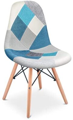 Mc Haus SENA Patchwork – Lot de 2 chaises de salle à manger, tapissé de tissu patchwork bleu, chaises nordique pour salon cuisine avec pieds style eiffel, 49x46x84cm Mc Haus SENA Patchwork – Lot de 2 chaises de salle à manger, tapissé de tissu patchwork bleu, chaises nordique pour salon cuisine avec pieds style eiffel, 49x46x84cm 2