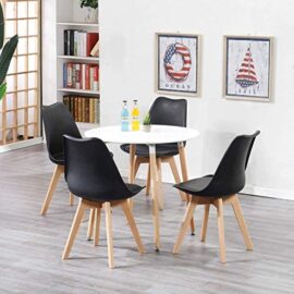 BenyLed Lot de 8 Chaises de Salle à Manger Modernes avec Assise Rembourrée et Pieds en Bois de Hêtre idéal pour Salle à Manger, Cuisine, Salon, Chambre (Noir) BenyLed Lot de 8 Chaises de Salle à Manger Modernes avec Assise Rembourrée et Pieds en Bois de Hêtre idéal pour Salle à Manger, Cuisine, Salon, Chambre (Noir) 8