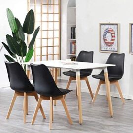 BenyLed Lot de 8 Chaises de Salle à Manger Modernes avec Assise Rembourrée et Pieds en Bois de Hêtre idéal pour Salle à Manger, Cuisine, Salon, Chambre (Noir) BenyLed Lot de 8 Chaises de Salle à Manger Modernes avec Assise Rembourrée et Pieds en Bois de Hêtre idéal pour Salle à Manger, Cuisine, Salon, Chambre (Noir) 9