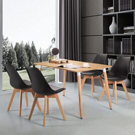 H.J WeDoo Lot de 6 chaises de Salle à Manger Scandinaves, Chaises Rétro Rembourrée Bois de Hêtre Massif- Noir H.J WeDoo Lot de 6 chaises de Salle à Manger Scandinaves, Chaises Rétro Rembourrée Bois de Hêtre Massif- Noir 2