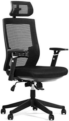 Aiidoits Chaise de Bureau, Fauteuil de Bureau, Soutien Lombaire Ajustable, Hauteur Accoudoirs Appui-tête Réglables, Dossier Ergonomique Inclinable en Maille, Siège Pivotant à roulettes, Charge 150 kg