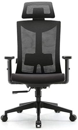 Amazon Brand – Umi.Chaise de Bureau Ergonomique-Fauteuil de Bureau avec Soutien au Niveau des Lombaires et Accoudoirs en Polyuréthane Réglables-Siège Rembourré-Capacité de Charge Maximale de 150kg