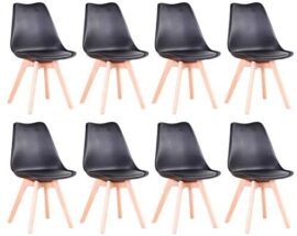 BenyLed Lot de 8 Chaises de Salle à Manger Modernes avec Assise Rembourrée et Pieds en Bois de Hêtre idéal pour Salle à Manger, Cuisine, Salon, Chambre (Noir) BenyLed Lot de 8 Chaises de Salle à Manger Modernes avec Assise Rembourrée et Pieds en Bois de Hêtre idéal pour Salle à Manger, Cuisine, Salon, Chambre (Noir)