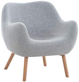 CLP Chaise Lounge Adam en Tissu I Chaise Fauteuil pour Salon Ou Salle A Manger I Piètement en Bois De Chêne I Design Scandinave Moderne, Couleurs:Gris