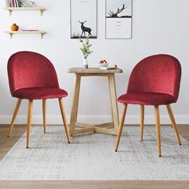 Clipop Lot de 2 chaises de salle à manger en velours capitonné avec dossier et pieds en métal pour salle à manger, salon, chambre à coucher et bureau