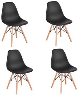 Générique Lot de 4 Chaises de Salle à Manger Pieds en Bois d’hêtre, Chaises pour Restaurant/Bureau Noir Générique Lot de 4 Chaises de Salle à Manger Pieds en Bois d’hêtre, Chaises pour Restaurant/Bureau Noir