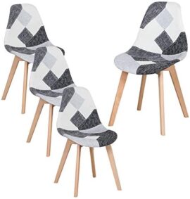 GrandCA HOME Lot de 4 chaises de Salle à Manger, Chaise de Style scandinave, chaises Patchwork, Chaise en Lin avec Pieds en Bois Massif pour Salle à Manger, Salon, Restaurant (Gris Noir et Blanc-4) GrandCA HOME Lot de 4 chaises de Salle à Manger, Chaise de Style scandinave, chaises Patchwork, Chaise en Lin avec Pieds en Bois Massif pour Salle à Manger, Salon, Restaurant (Gris Noir et Blanc-4)