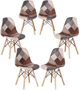 GrandCA Home Ensemble 4 Chaises,Chaises Patchwork，Chaises de Salle à Manger,Chaises Loisirs Salon,Chaises avec Dossier à Coussin Souple (Marron-6 chaises) GrandCA Home Ensemble 4 Chaises,Chaises Patchwork，Chaises de Salle à Manger,Chaises Loisirs Salon,Chaises avec Dossier à Coussin Souple (Marron-6 chaises)