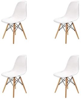 GrandCA Home Ensemble de 4/6 chaises, Design Bois Chaise de Salle à Manger, Chaise de Bureau, Chaise de Salon (Blanc-4)