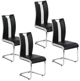 IDMarket - Lot de 4 chaises PIA Noires et Blanches pour Salle à Manger