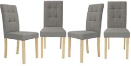 IDMarket - Lot de 4 chaises Polga capitonnées Grises pour Salle à Manger