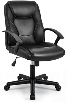 IntimaTe WM Heart Fauteuil de Bureau Ergonomique, Chaise pour Ordinateur, Siège en Similicuir, Hauteur Réglable, Assise Rembourrée, Noir