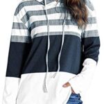 Jywmsc Pull Femme Sweat Rayures Patchwork Hoodie Sweat Shirt à Capuche Casual Automne Hiver Pullover Décontracté