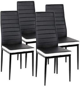 Lot de 4 Chaises de Salle à Manger Style Contemporain pour Notre Salle à Manger, Cuisine, Salle de Réunion (Noir Blanc,4) Lot de 4 Chaises de Salle à Manger Style Contemporain pour Notre Salle à Manger, Cuisine, Salle de Réunion (Noir Blanc,4)