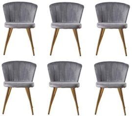 Lot de 6 Chaise de Salle à Manger Gris en Velours avec Dos Anneau Rembourrage Chaises de Cuisine Pied en Bois Massif (Gris * 6) Lot de 6 Chaise de Salle à Manger Gris en Velours avec Dos Anneau Rembourrage Chaises de Cuisine Pied en Bois Massif (Gris * 6)