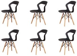 N/A Lot de 4/6 chaises, design minimaliste élégant, en plastique, pieds en bois, convient pour salle à manger, chambre à coucher, chaise de bureau, 82 x 46 x 53,5 cm