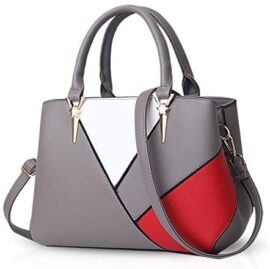 NICOLE & DORIS Sacs à main pour femme des dernières tendances Sac D'épaule de Cuir PU sacs à bandoulière aux couleurs croisées gris